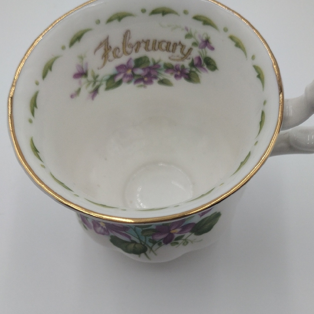 Violet Floral Mug with Gold Accent